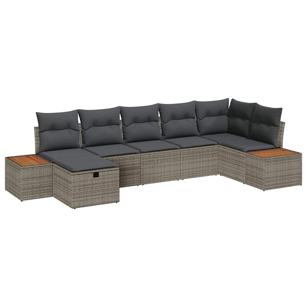 Havesofa Sæt 7 stk. Grå polyrattan