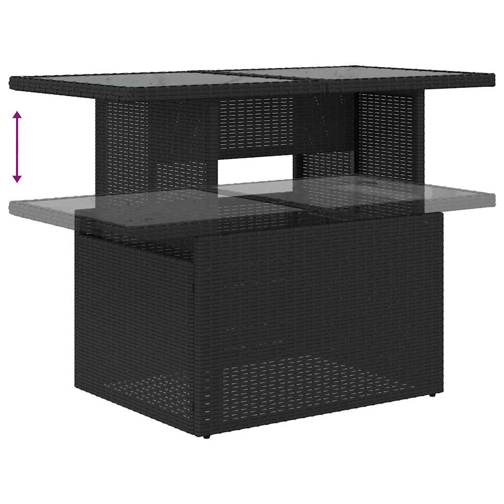 Havesofa Sæt 7 stk. Sort polyrattan