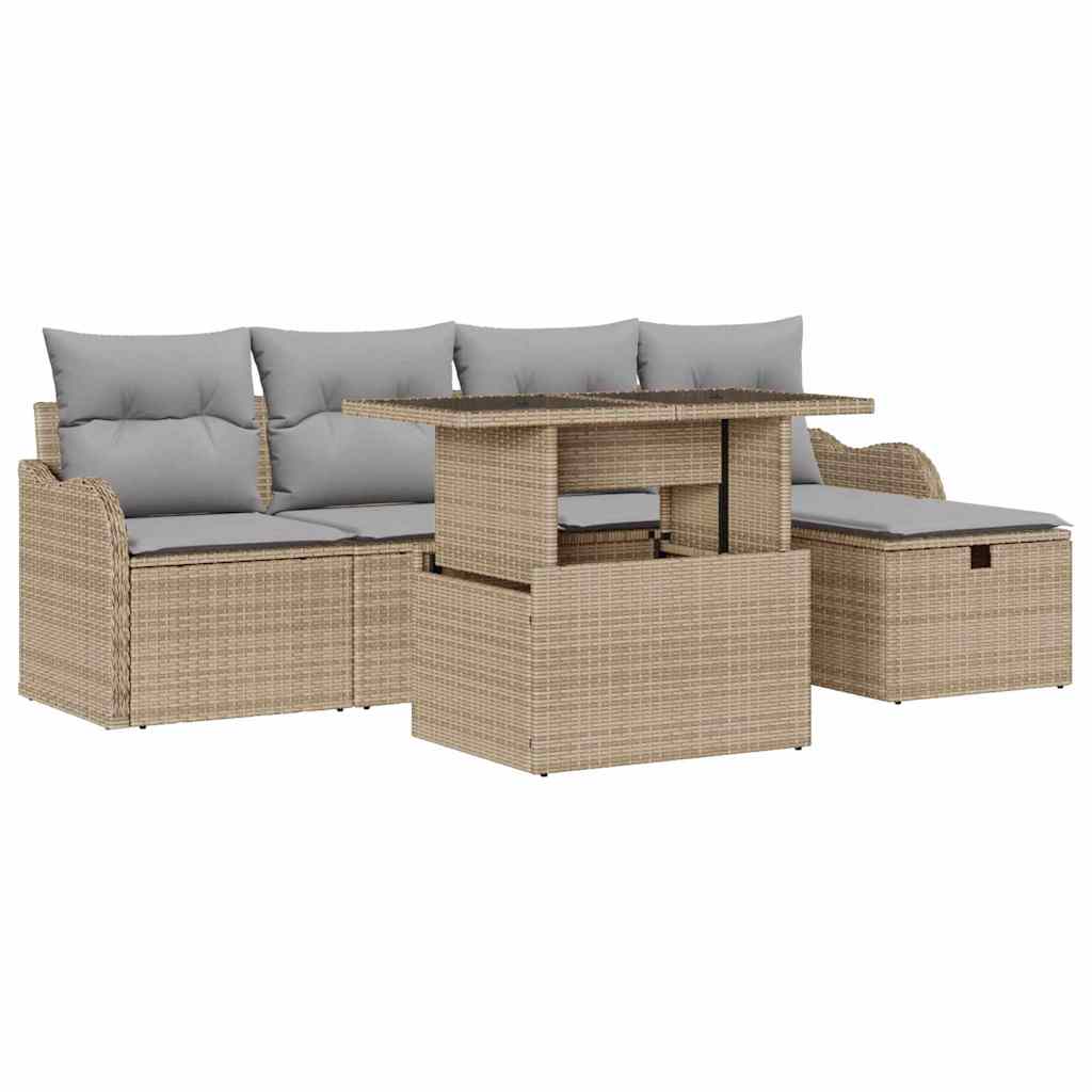 Havesofa Sæt 6 stk. Beige polyrattan