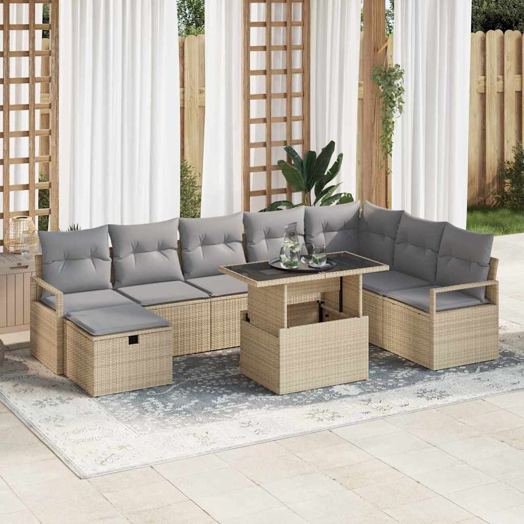 Havesofa Sæt 9 stk. polyrattan