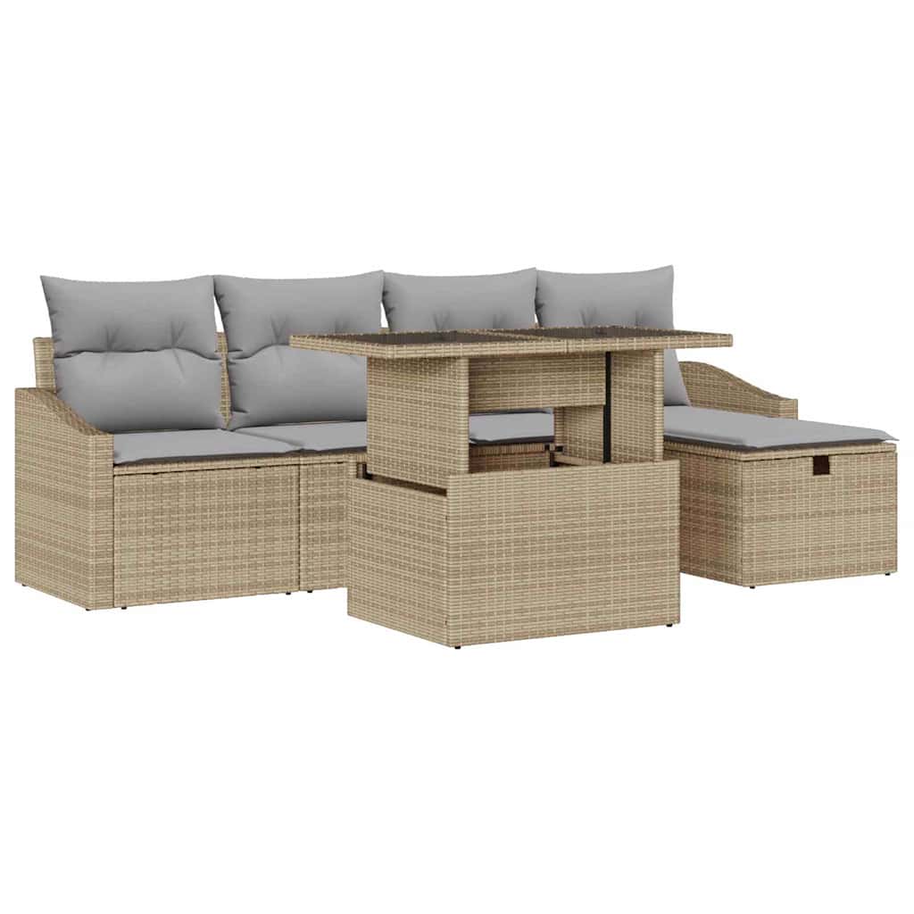 Havesofa Sæt 6 stk. polyrattan