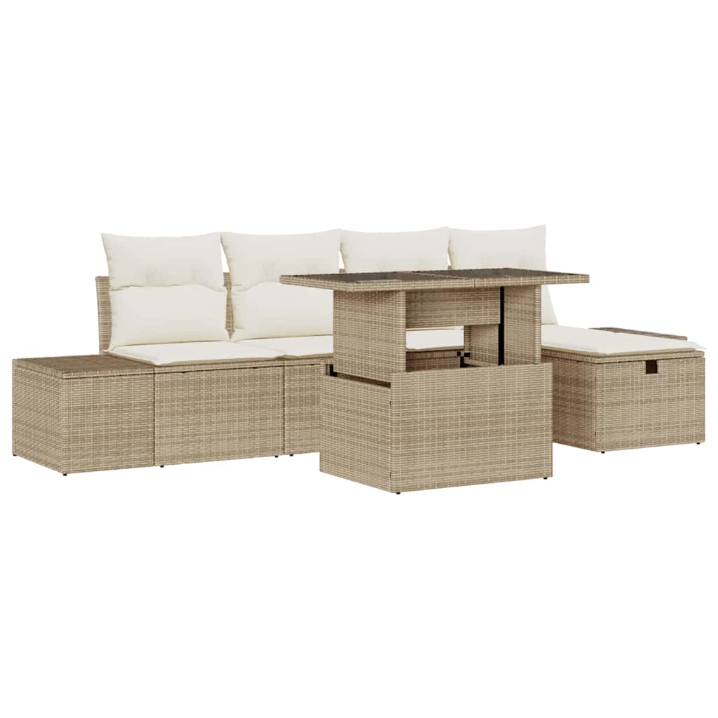 Havesofa Sæt 6 stk. Poly rattan