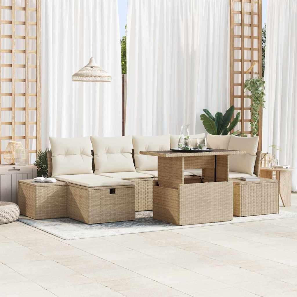 Havesofa Sæt 7 stk. polyrattan
