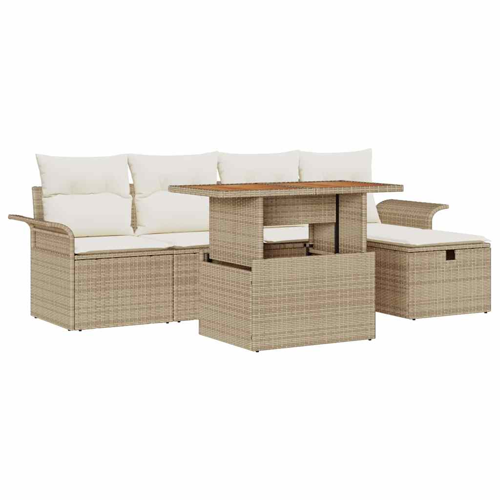 Havesofa Sæt 6 stk. Beige polyrattan