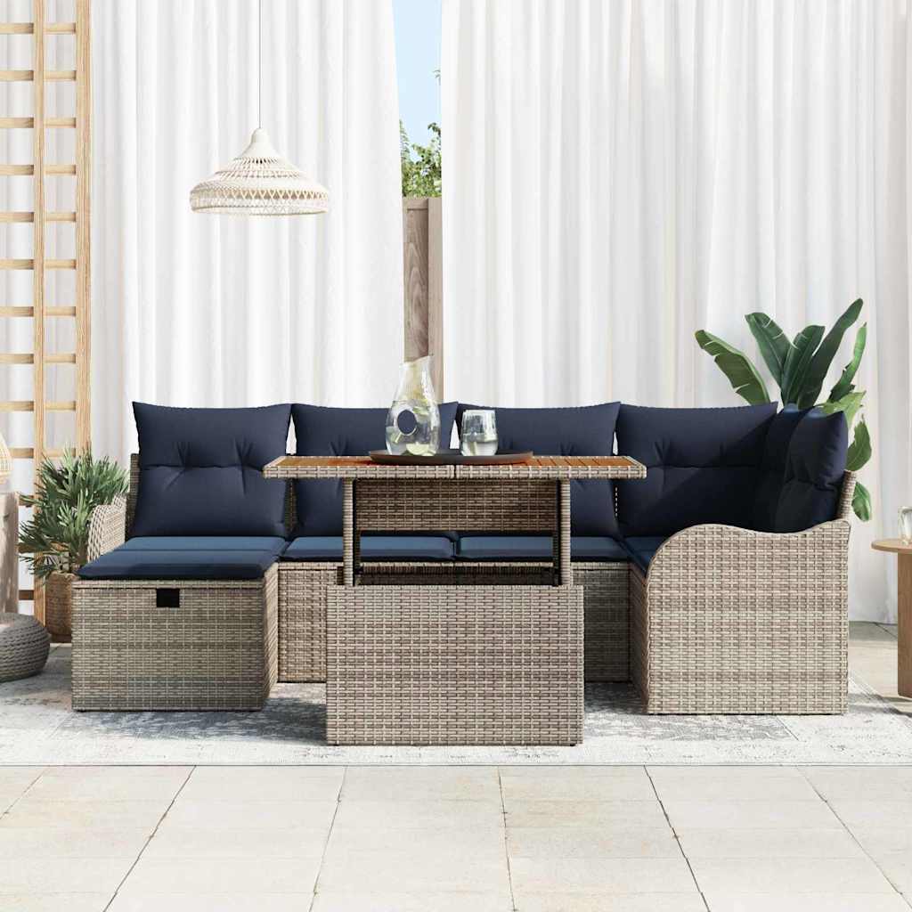 Havesofa Sæt 7 stk. Grå polyrattan