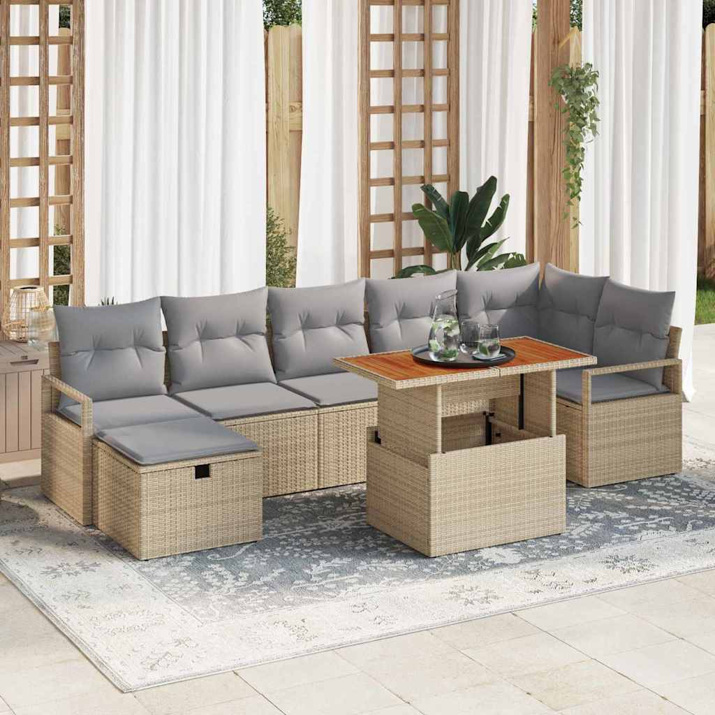 Havesofa Sæt 8 stk. Beige polyrattan