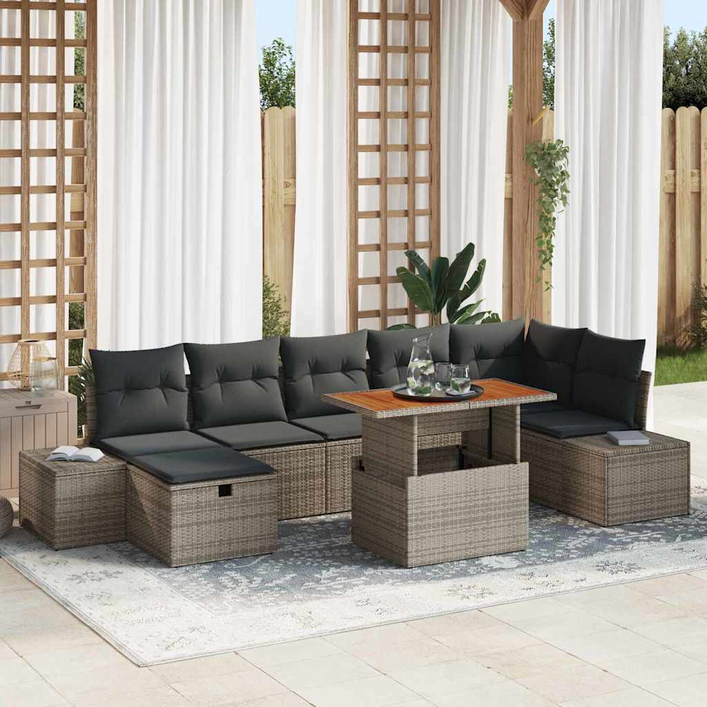 Havesofa Sæt 8 stk. Grå polyrattan