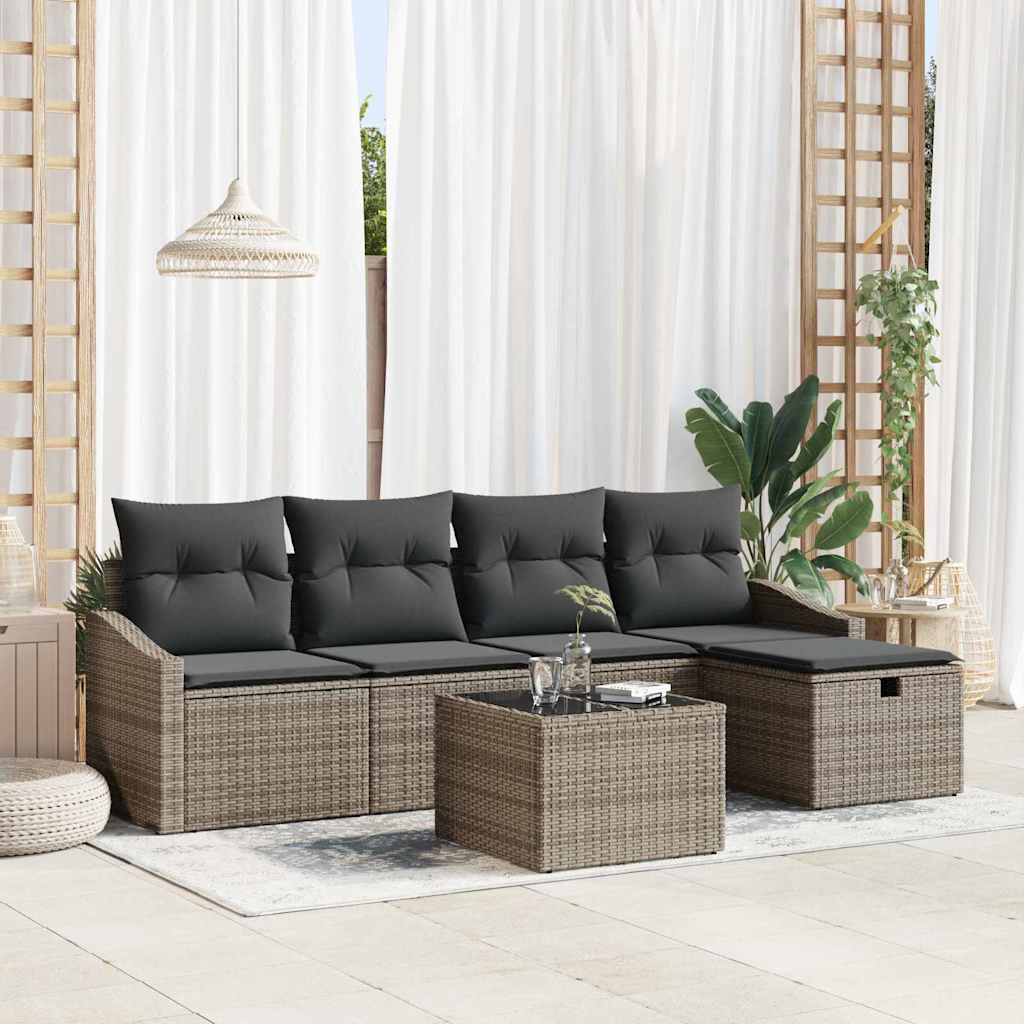 Sofa Sæt med pude 5 pcs polyrattan