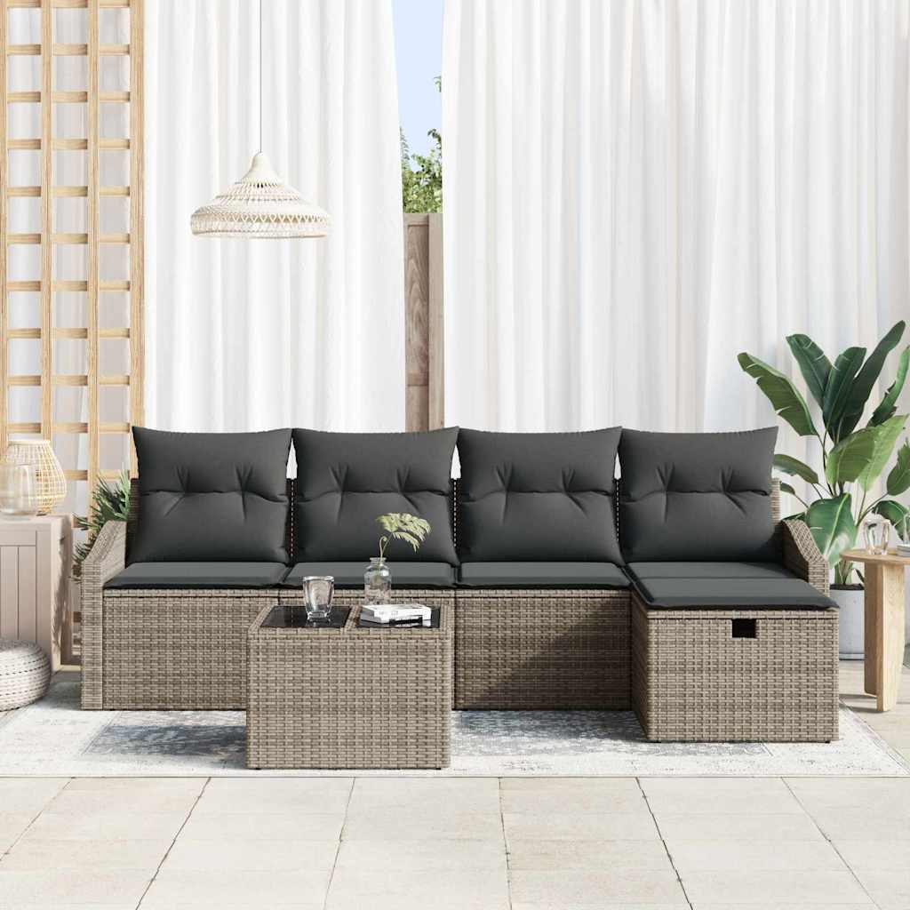 Sofa Sæt med pude 5 pcs polyrattan