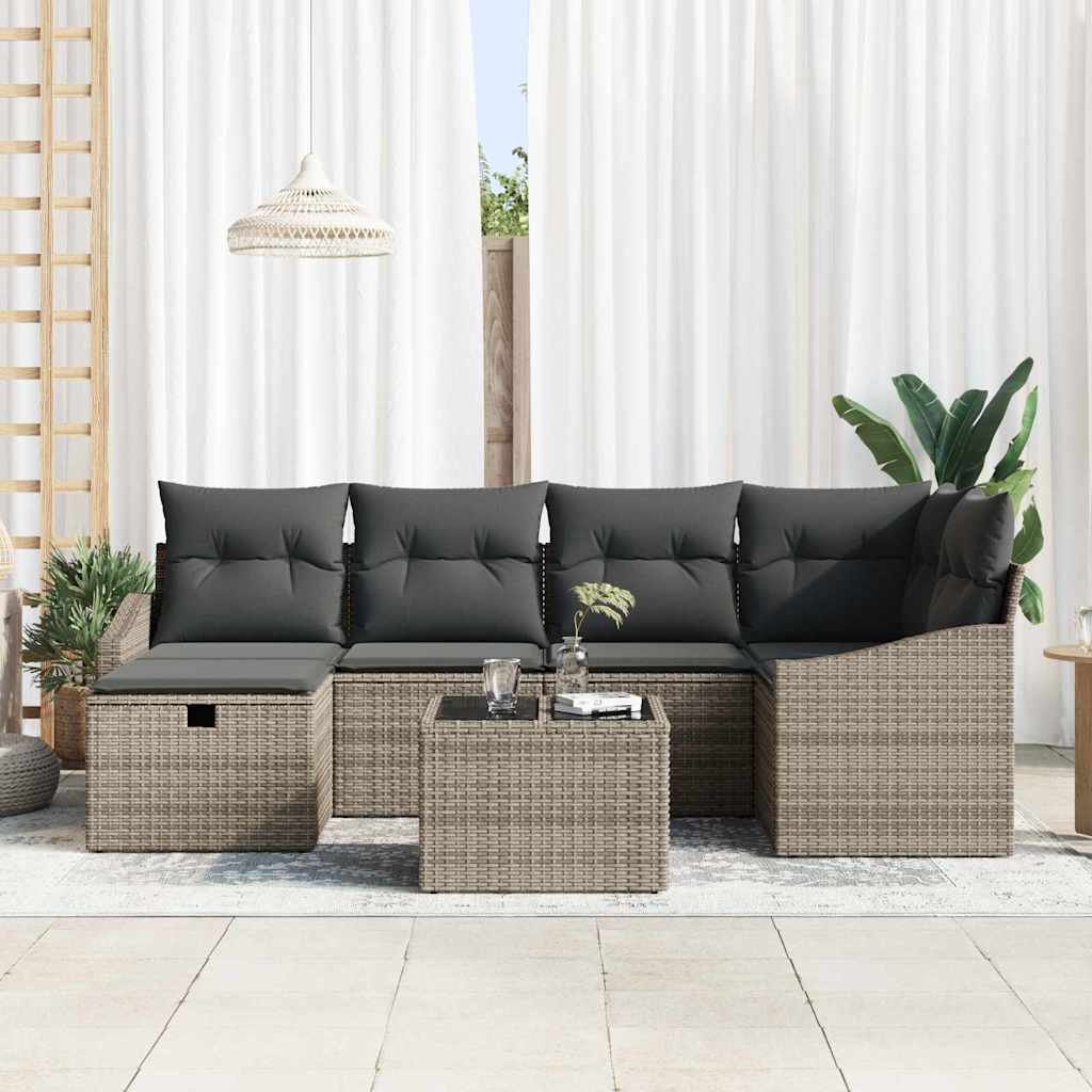 Sofa Sæt med pude 7 pcs polyrattan