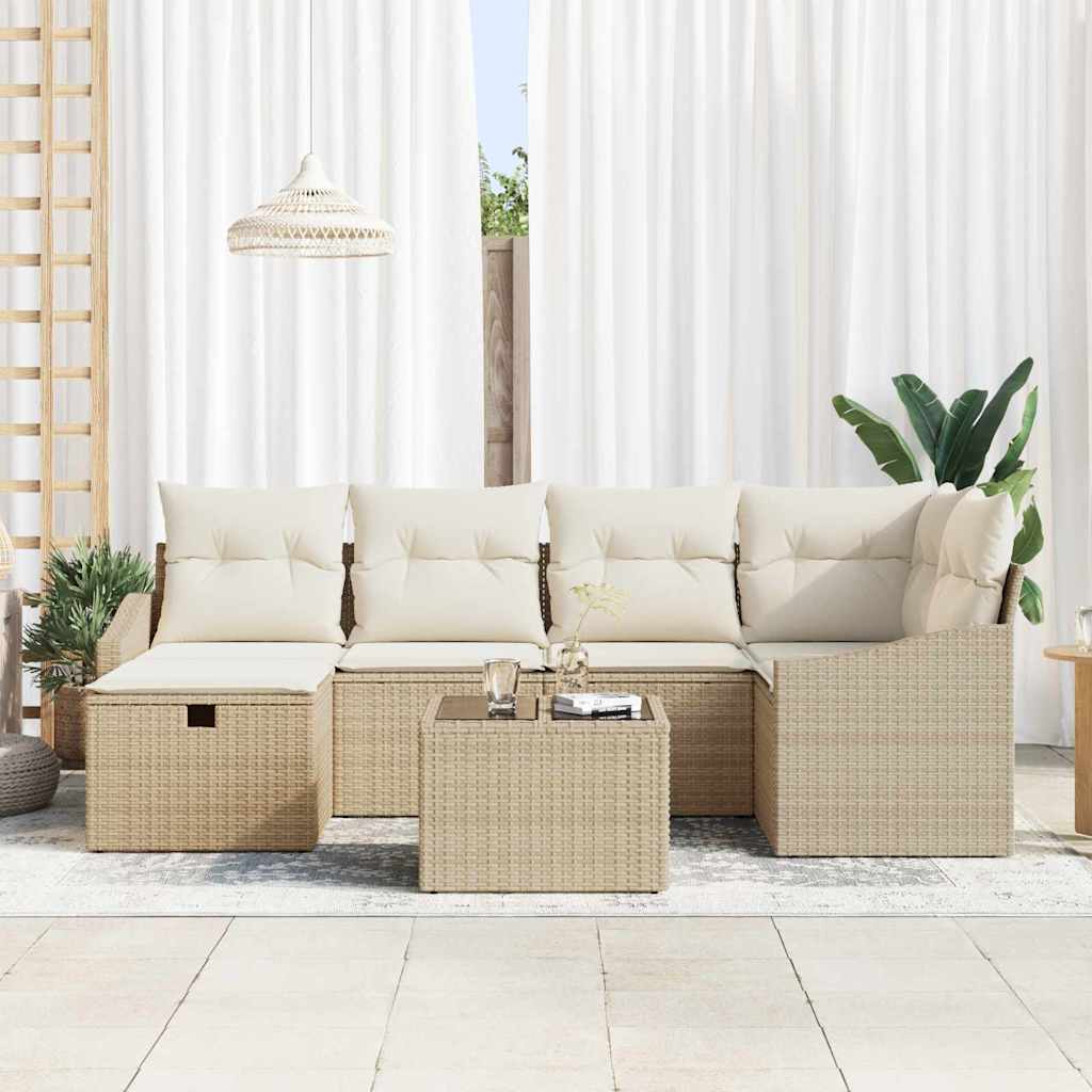 Sofa Sæt med pude 6 pcs polyrattan