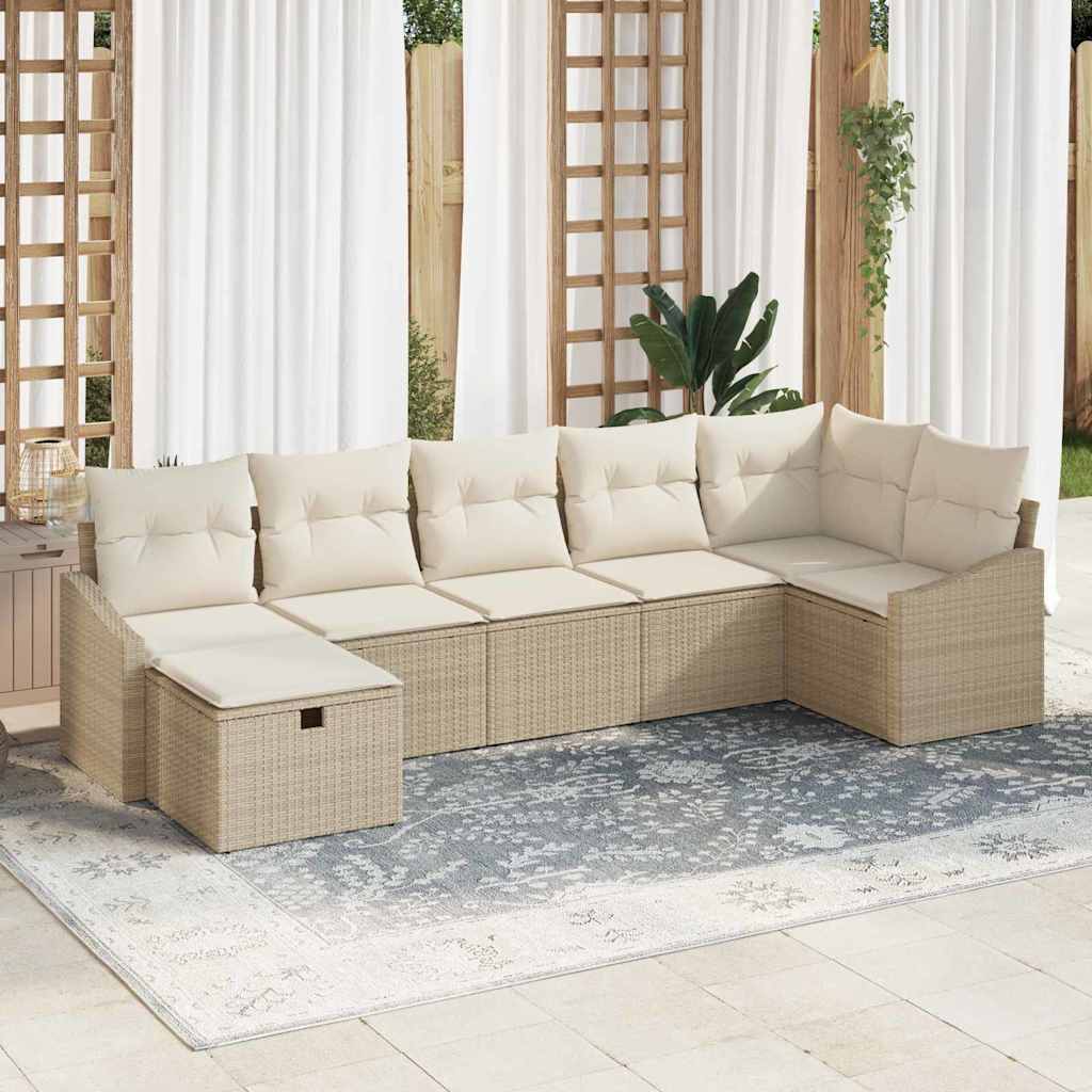 Sofa Sæt med pude 7 pcs polyrattan