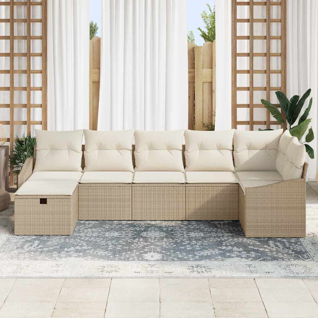 Sofa Sæt med pude 7 pcs polyrattan