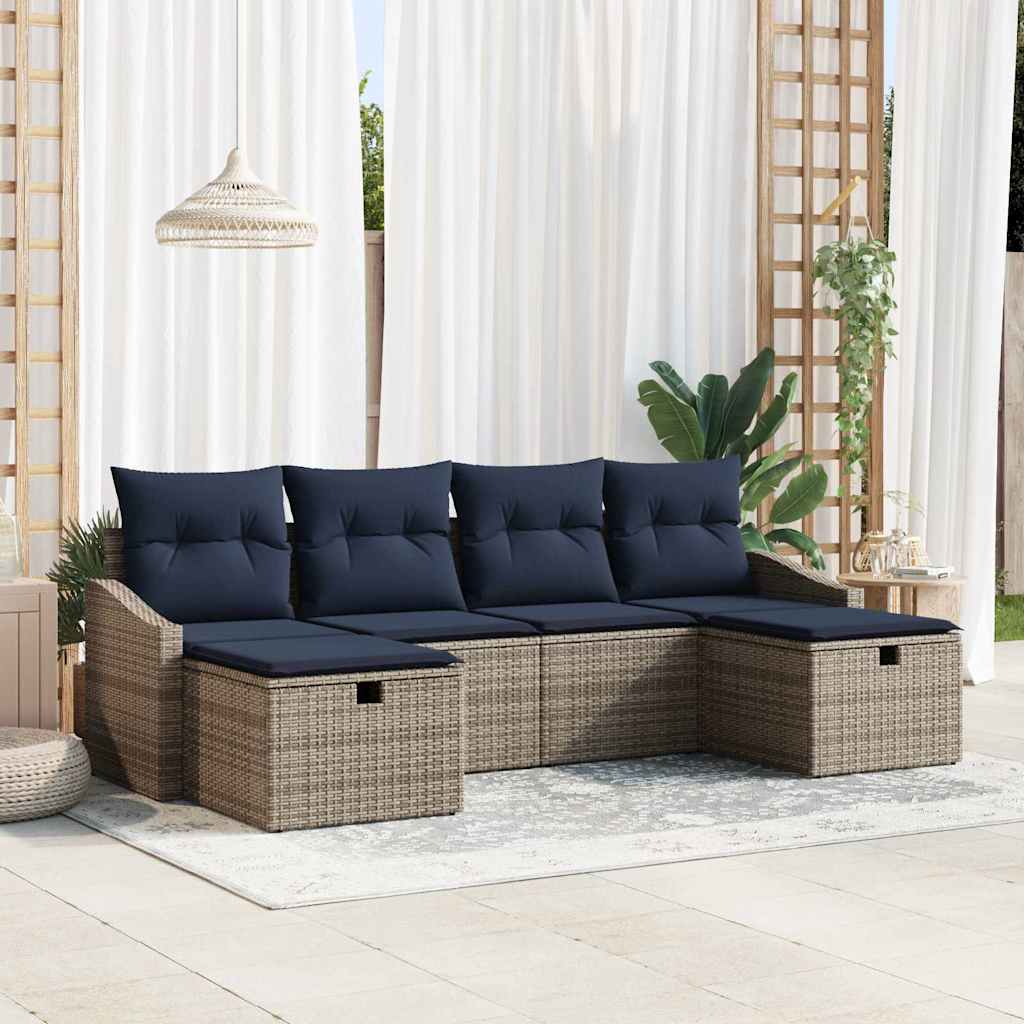 Sofa Sæt med pude 5 pcs polyrattan