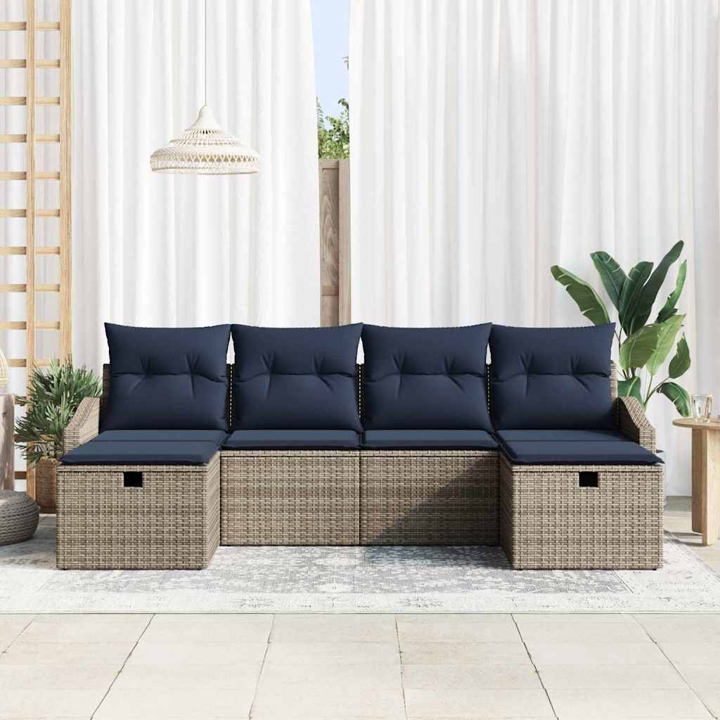 Sofa Sæt med pude 5 pcs polyrattan