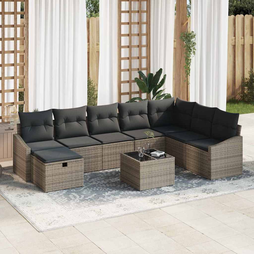 Sofa Sæt med pude 8 pcs polyrattan