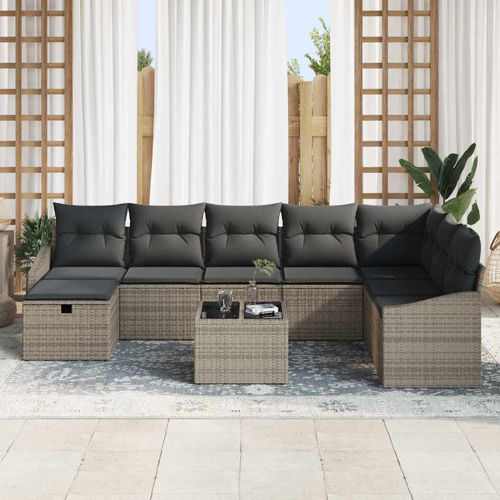 Sofa Sæt med pude 8 pcs polyrattan