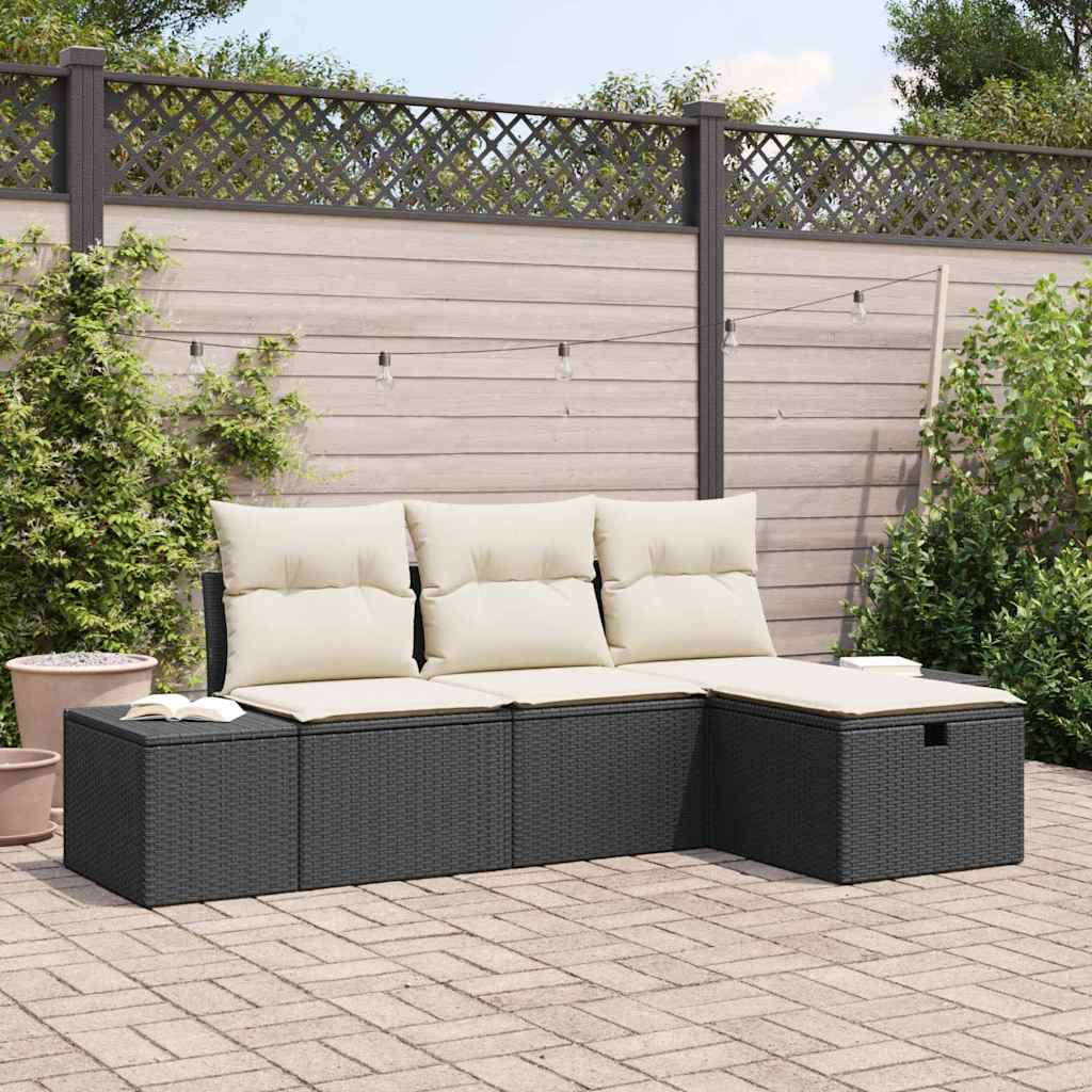 Sofa Sæt med pude 4 pcs polyrattan