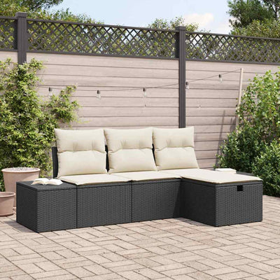 Sofa Sæt med pude 4 pcs polyrattan