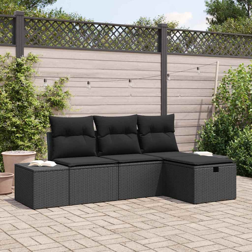 Sofa Sæt med pude 4 pcs polyrattan