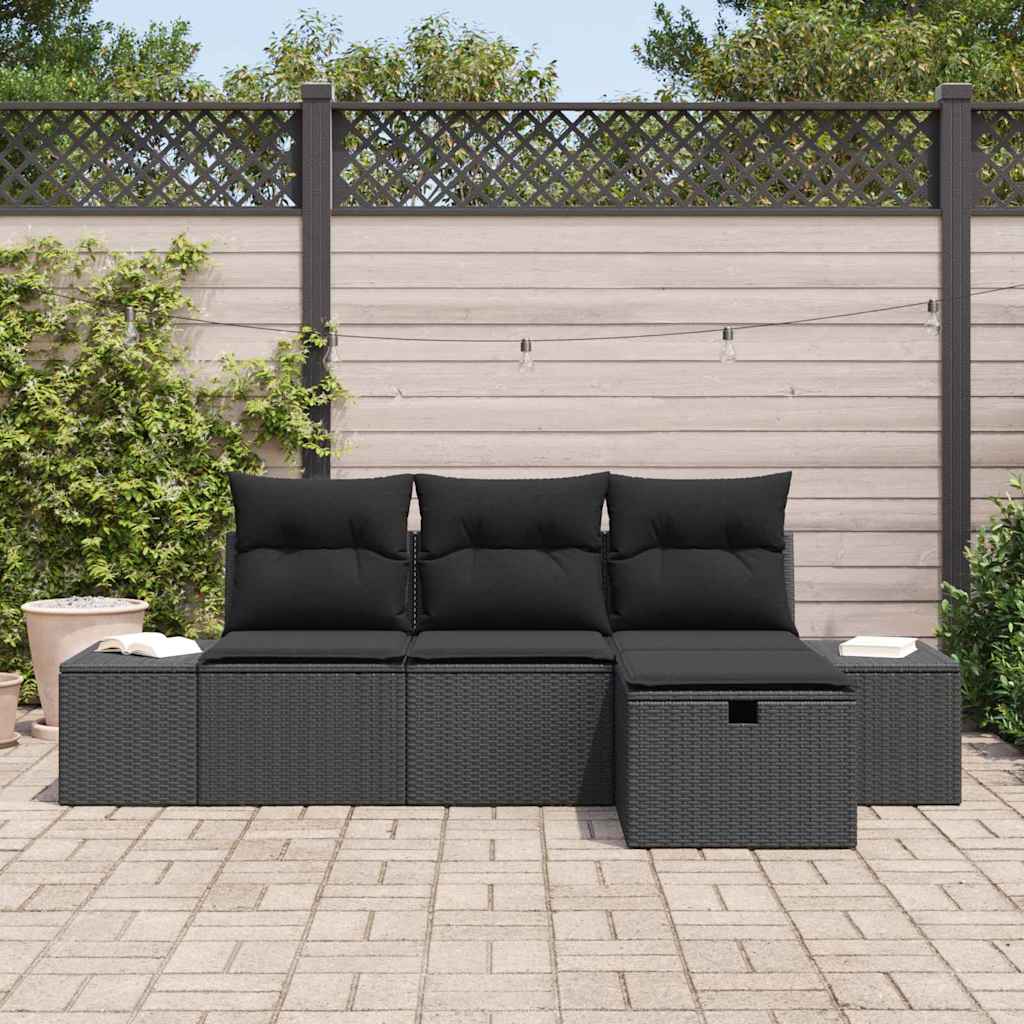 Sofa Sæt med pude 4 pcs polyrattan