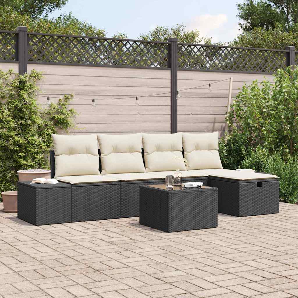 Sofa Sæt med pude 6 pcs polyrattan