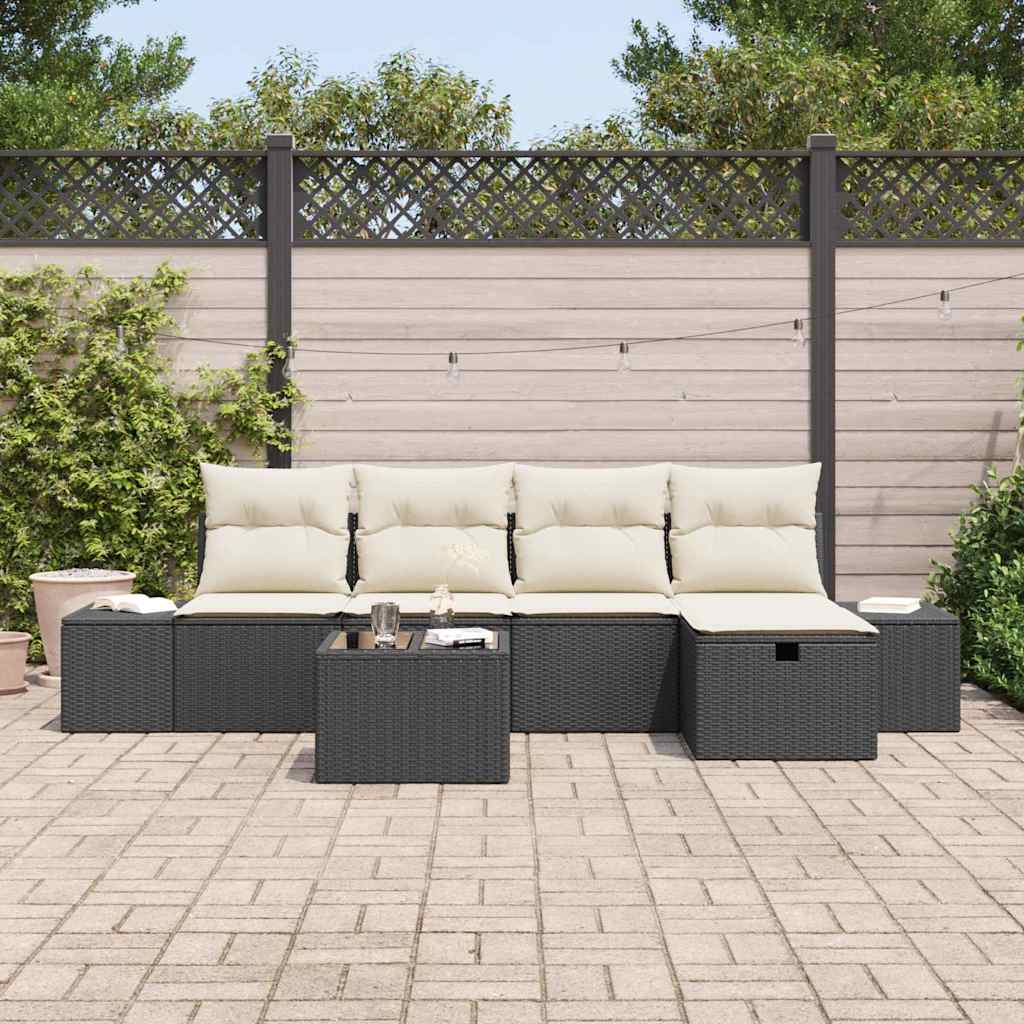 Sofa Sæt med pude 6 pcs polyrattan