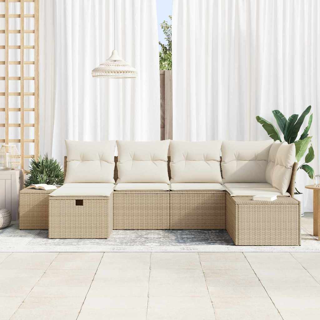Sofa Sæt med pude 6 pcs polyrattan