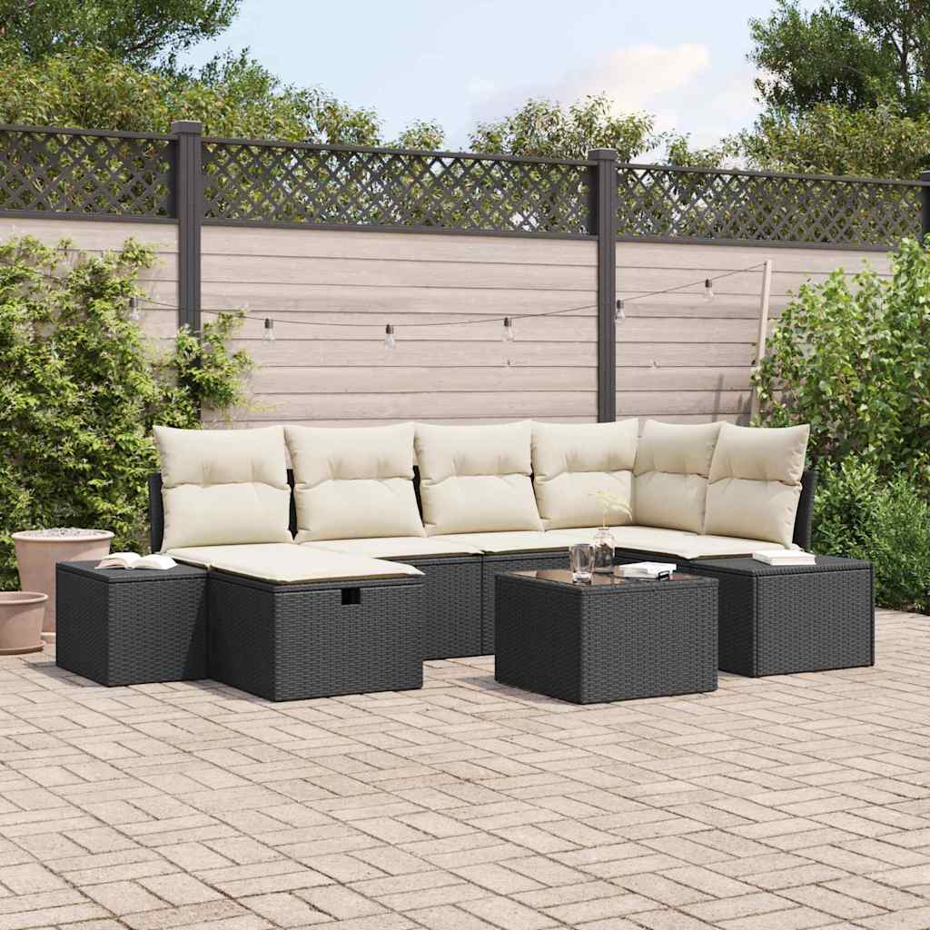 Sofa Sæt med pude 7 pcs polyrattan