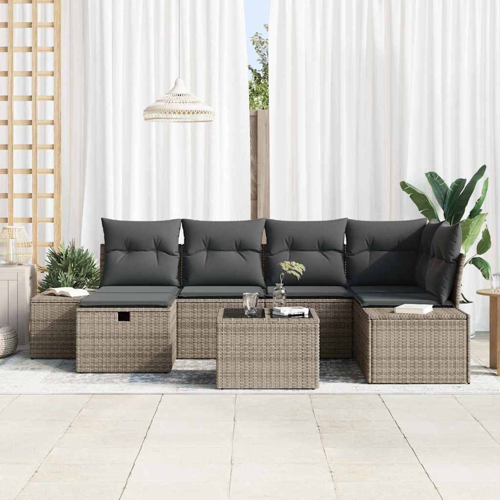 Sofa Sæt med pude 7 pcs polyrattan
