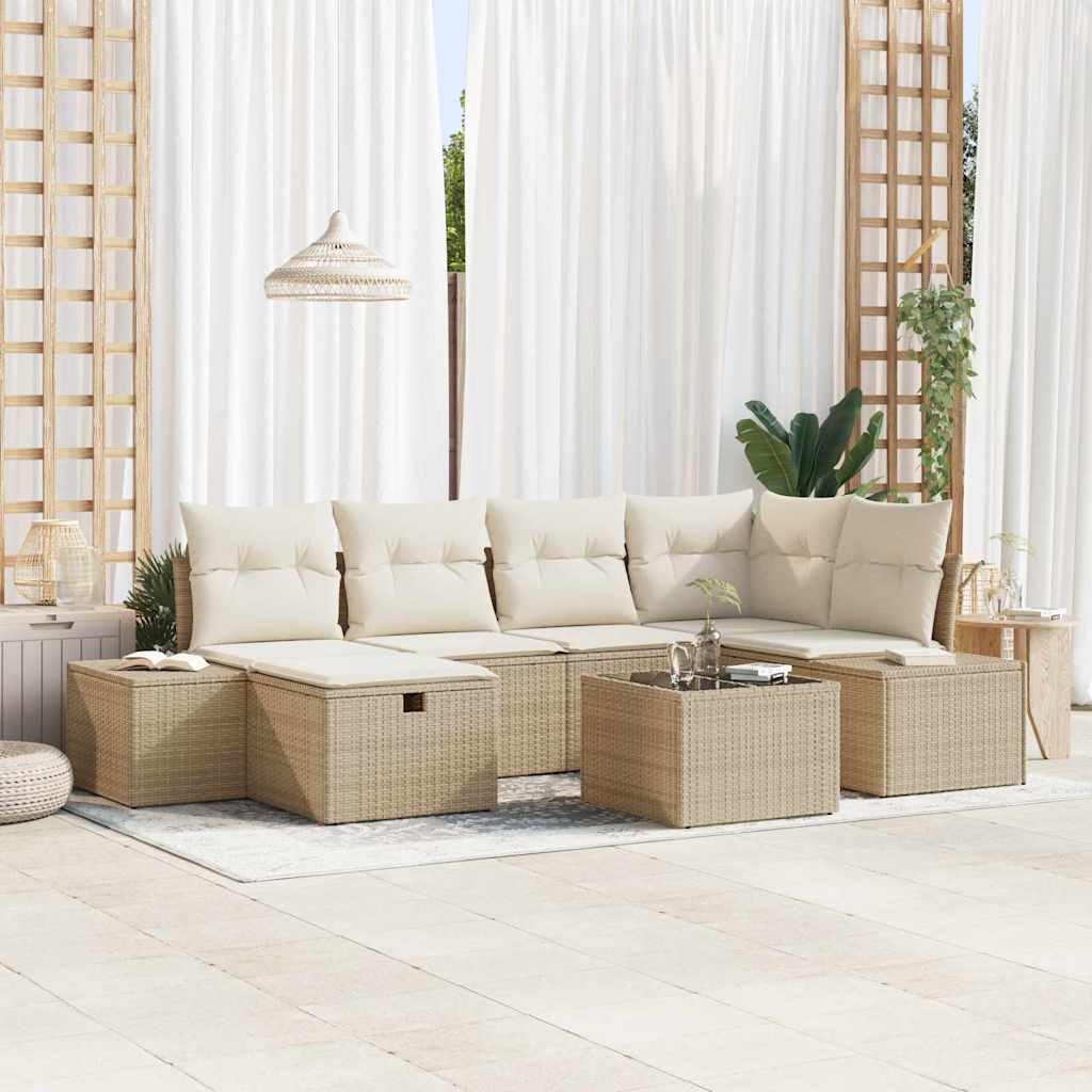 Sofa Sæt med pude 7 pcs polyrattan