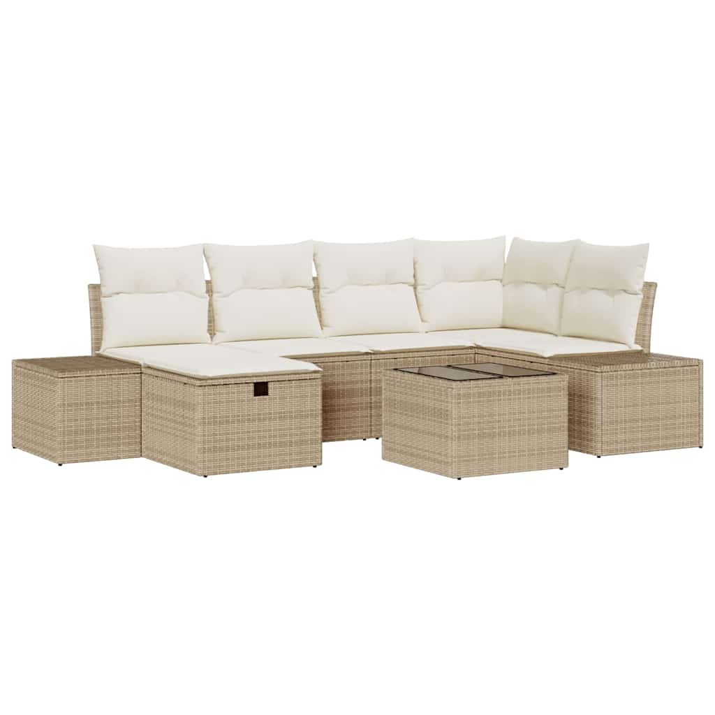 Sofa Sæt med pude 7 pcs polyrattan