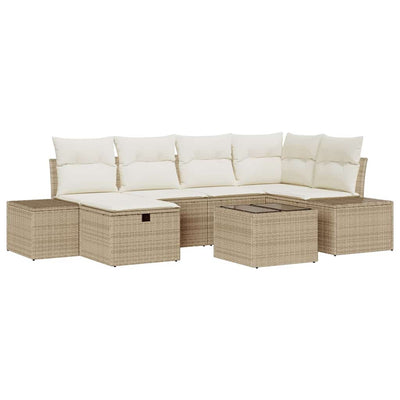 Sofa Sæt med pude 7 pcs polyrattan