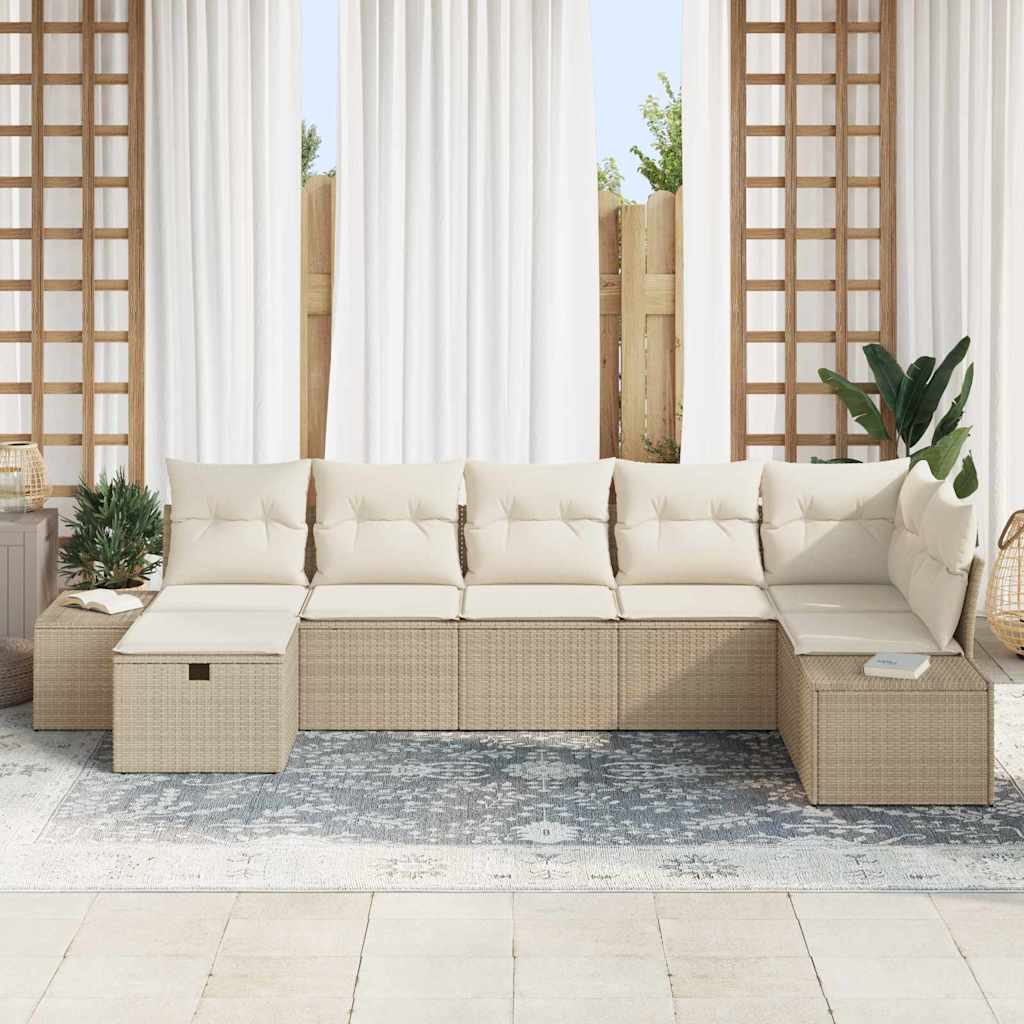 Sofa Sæt med pude 7 pcs polyrattan