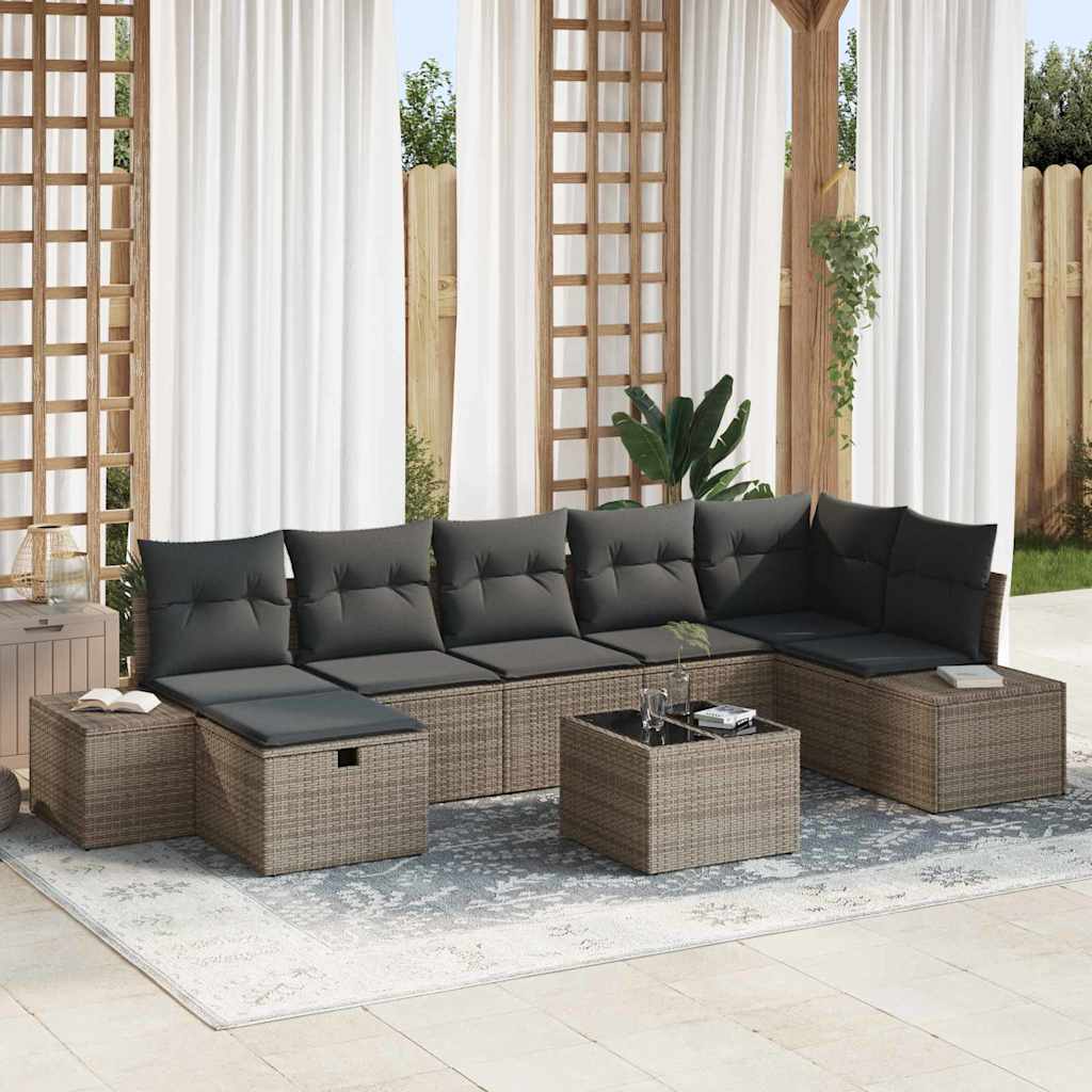 Sofa Sæt med pude 7 pcs polyrattan