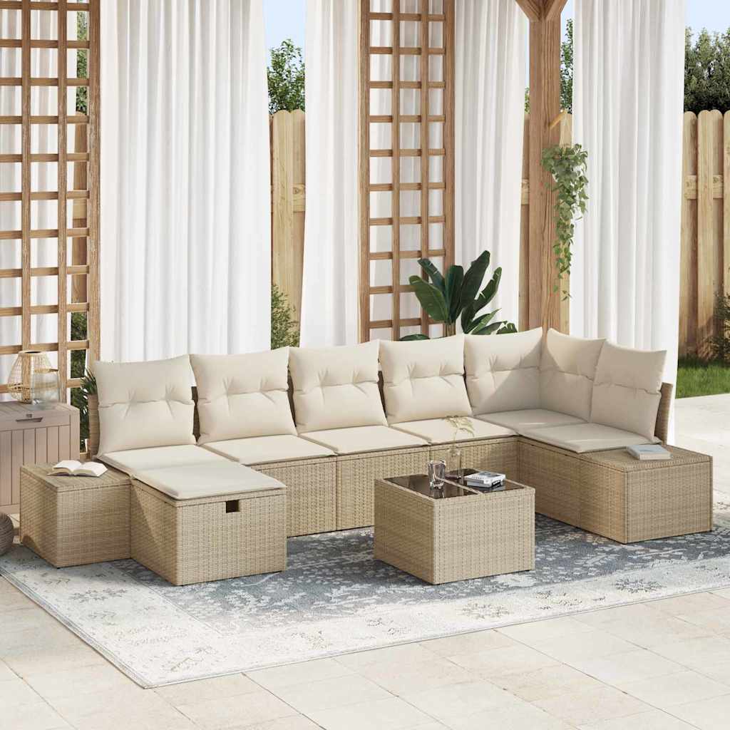 Sofa Sæt med pude 8 pcs polyrattan