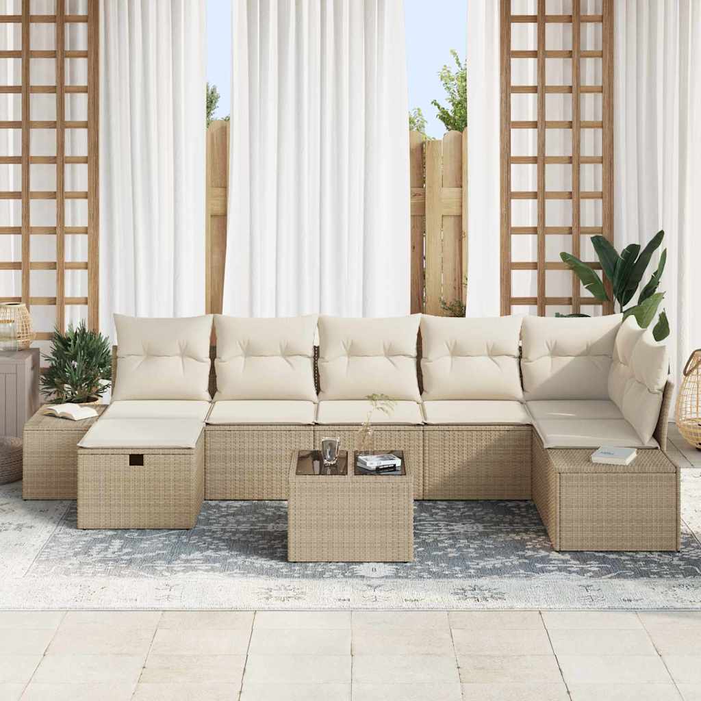 Sofa Sæt med pude 8 pcs polyrattan