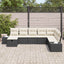 Havesofa Sæt med pude 8 pcs Sort Poly rattan