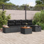 Havesofa Sæt med pude 6 pcs Sort Poly rattan