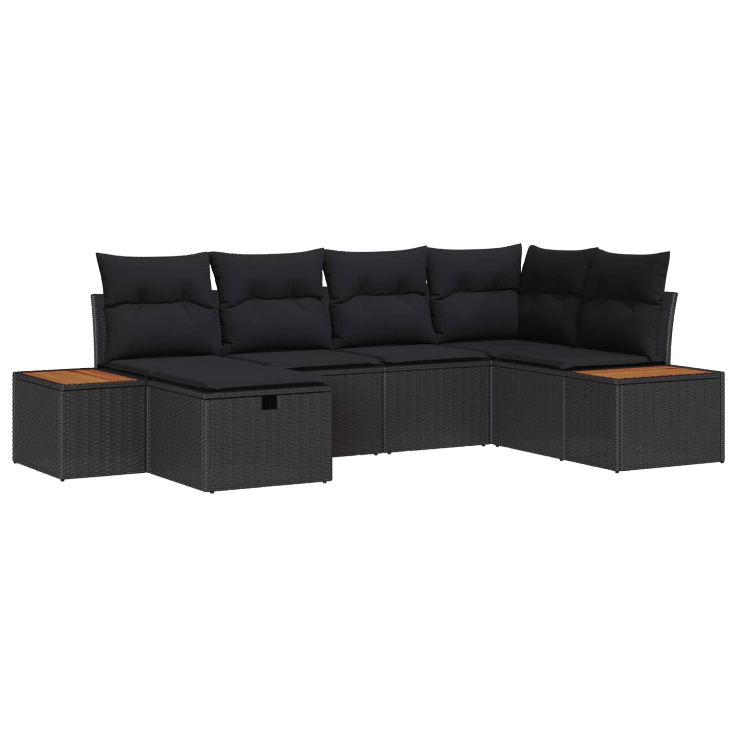 Havesofa Sæt med pude med opbevaring Sort polyrattan