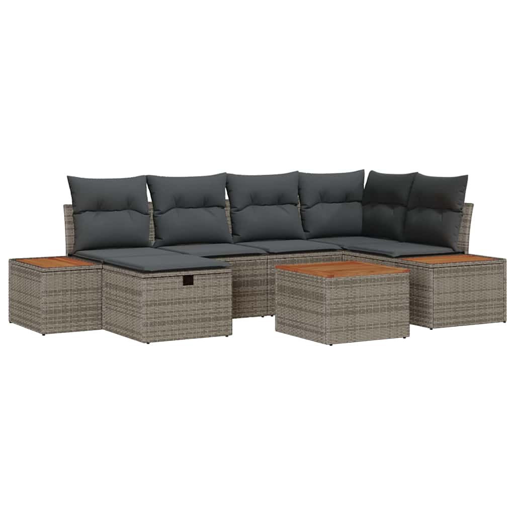 Havesofa Sæt med pude 7 pcs Grå 55 x 62 x 69 cm Poly rattan