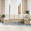 Havesofa Sæt med pude 7 pcs Beige Poly rattan