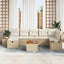 Havesofa Sæt med pude 8 pcs Beige Poly rattan