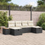 Havesofa Sæt med pude 6 pcs Sort 55 x 62 x 69 cm Poly rattan