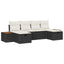 Havesofa Sæt med pude 6 pcs Sort 55 x 62 x 69 cm Poly rattan