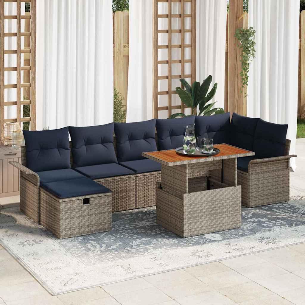 Havesofa Sæt 8 pcs Grå polyrattan
