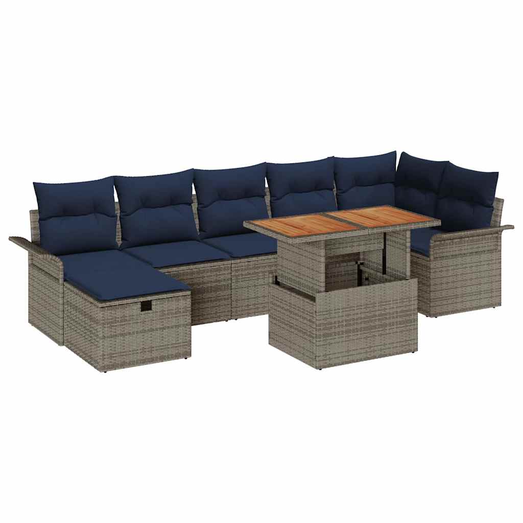 Havesofa Sæt 8 pcs Grå polyrattan