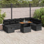 Havesofa Sæt 9 pcs Sort polyrattan