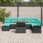 Havesofa Sæt 9 pcs Sort polyrattan