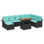 Havesofa Sæt 9 pcs Sort polyrattan